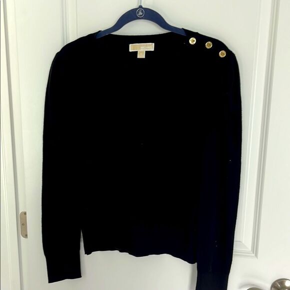 Michael by Michael Kors Black Fine Gauge Knit Sweater with Button Detail SZ XL - Picture 1 of 8